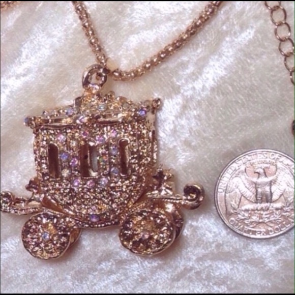 Cinderella Carriage Necklace Aurora Borealis Rhine - Picture 2 of 4
